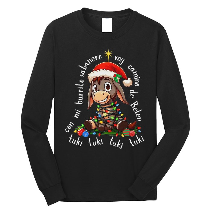 Con Mi Burrito Sabanero Mexican Tuki Tuki Donkey Latino Xmas Long Sleeve Shirt