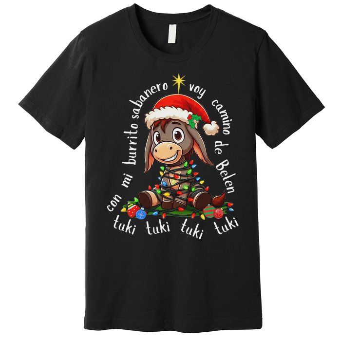 Con Mi Burrito Sabanero Mexican Tuki Tuki Donkey Latino Xmas Premium T-Shirt