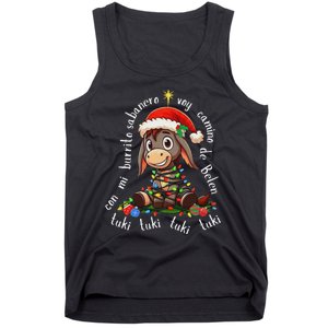 Con Mi Burrito Sabanero Mexican Tuki Tuki Donkey Latino Xmas Tank Top