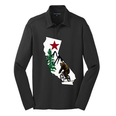 California Mountain Biking Bear Silk Touch Performance Long Sleeve Polo