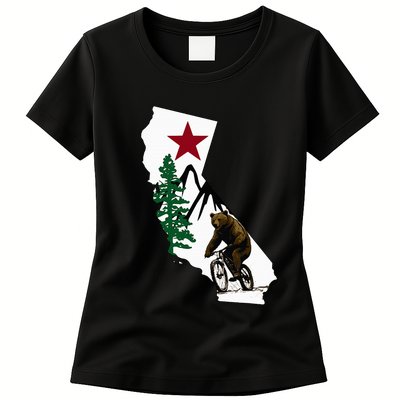 California Mountain Biking Bear Womens T-Shirt