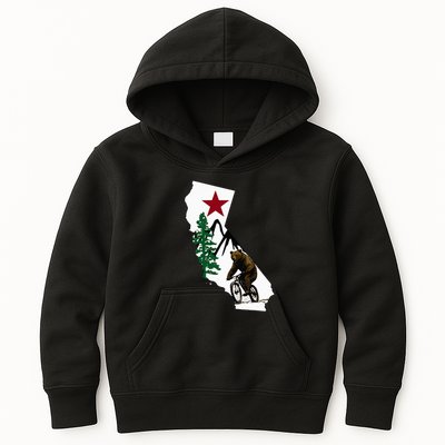California Mountain Biking Bear Kids Hoodie