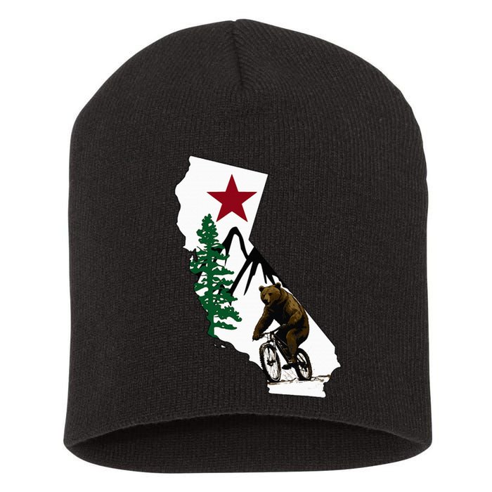 California Mountain Biking Bear Short Acrylic Beanie