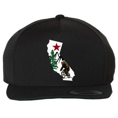 California Mountain Biking Bear Wool Snapback Cap