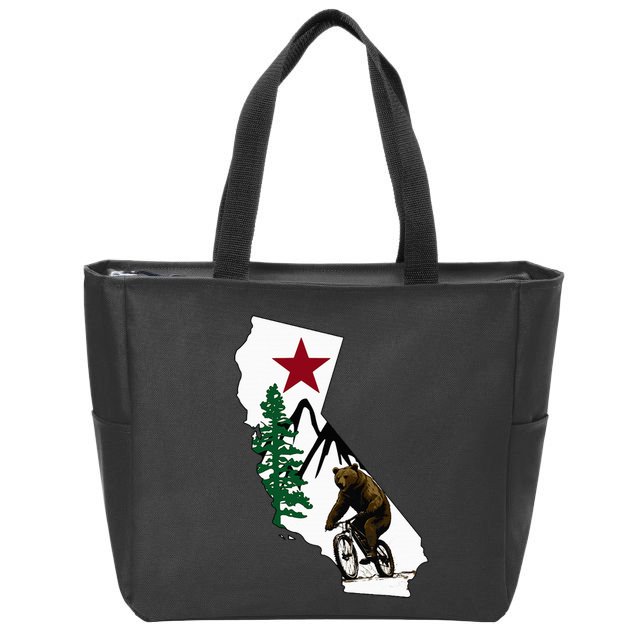 California Mountain Biking Bear Zip Tote Bag