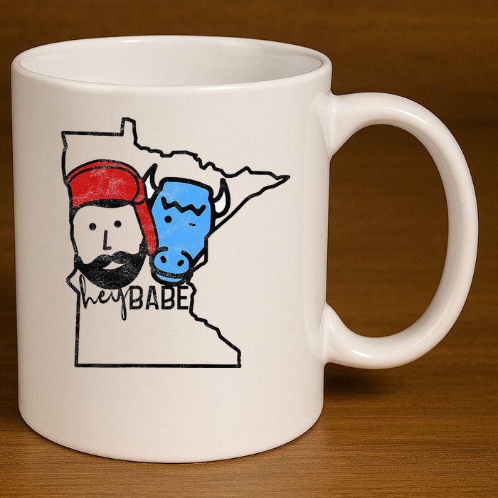 Cute Minnesota Babe Ox Paul Bunyan 11oz C Handle Ceramic Mug