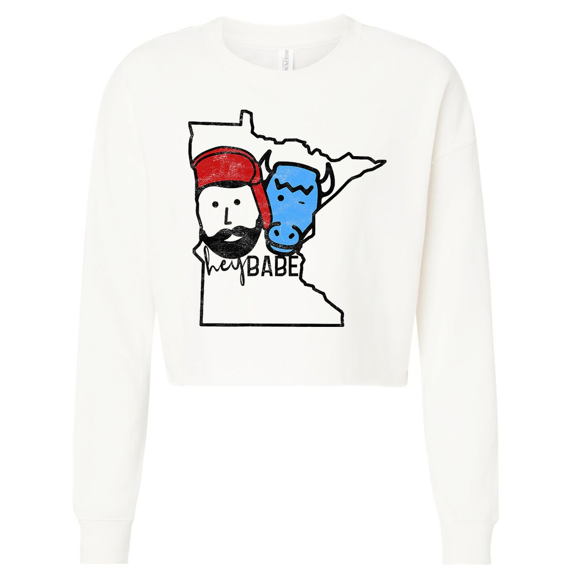 Cute Minnesota Babe Ox Paul Bunyan Cropped Pullover Crew