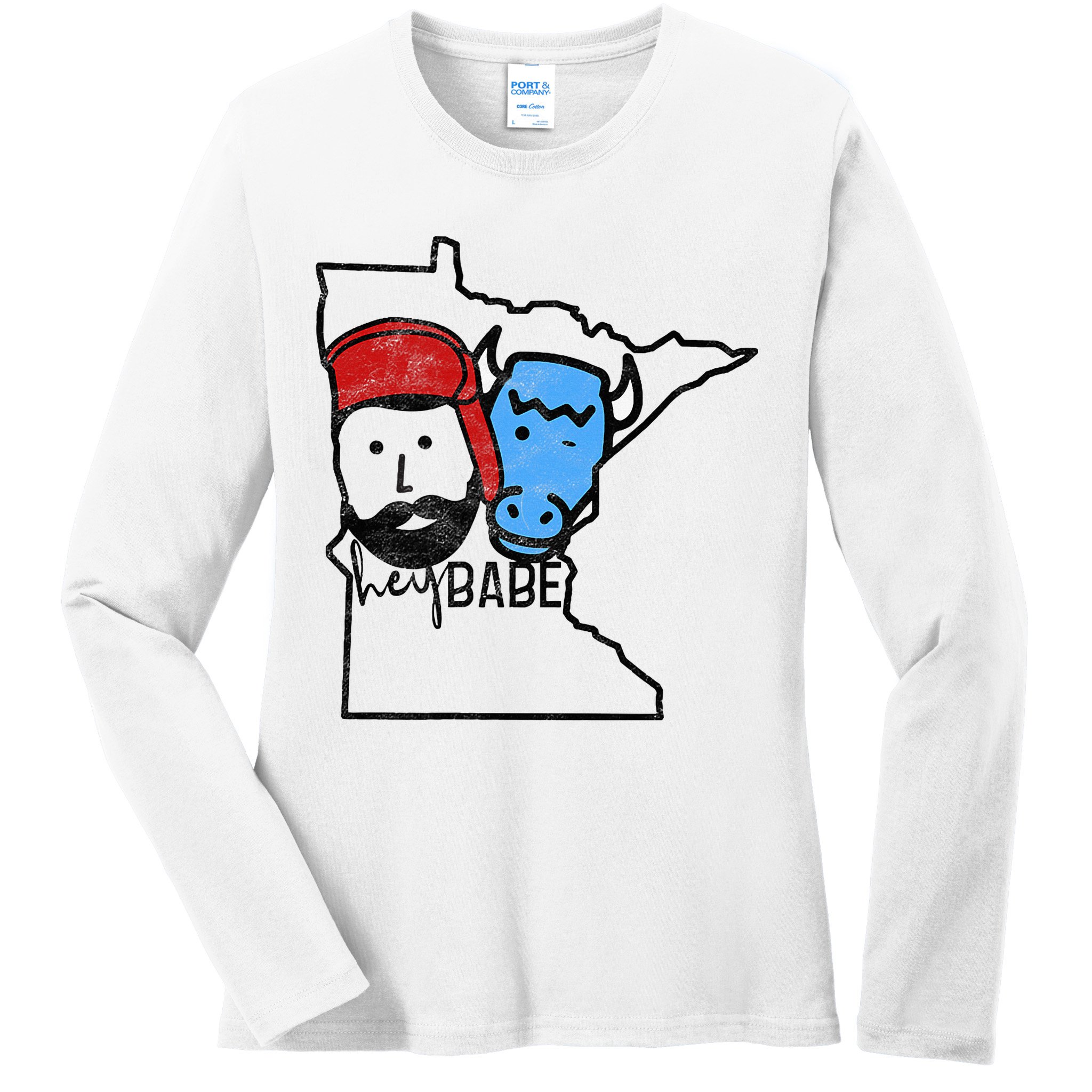 Cute Minnesota Babe Ox Paul Bunyan Ladies Long Sleeve Shirt