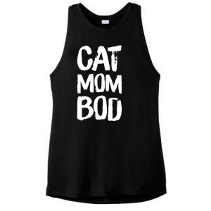 Cat Mom Bod Funny Gym Workout Saying Running Womens Gift Tank Top Ladies PosiCharge Tri-Blend Wicking Tank