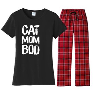 Cat Mom Bod Funny Gym Workout Saying Running Womens Gift Tank Top Women's Flannel Pajama Set