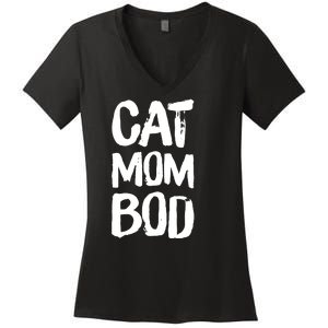 Cat Mom Bod Funny Gym Workout Saying Running Womens Gift Tank Top Women's V-Neck T-Shirt