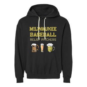 Classic Milwaukee Baseball & Beer Fan Retro Wisconsin Garment-Dyed Fleece Hoodie