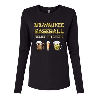 Classic Milwaukee Baseball & Beer Fan Retro Wisconsin Womens Cotton Relaxed Long Sleeve T-Shirt