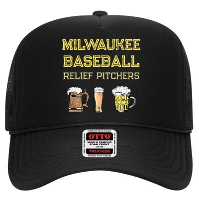 Classic Milwaukee Baseball & Beer Fan Retro Wisconsin High Crown Mesh Back Trucker Hat