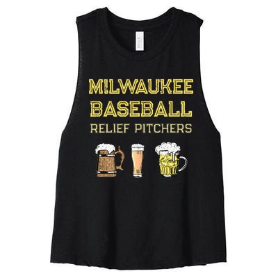 Classic Milwaukee Baseball & Beer Fan Retro Wisconsin Women's Racerback Cropped Tank