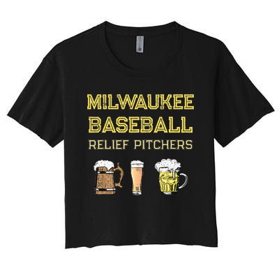 Classic Milwaukee Baseball & Beer Fan Retro Wisconsin Women's Crop Top Tee