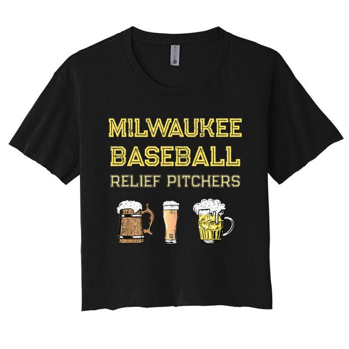 Classic Milwaukee Baseball & Beer Fan Retro Wisconsin Women's Crop Top Tee