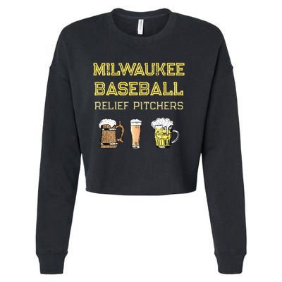 Classic Milwaukee Baseball & Beer Fan Retro Wisconsin Cropped Pullover Crew