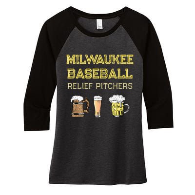 Classic Milwaukee Baseball & Beer Fan Retro Wisconsin Women's Tri-Blend 3/4-Sleeve Raglan Shirt