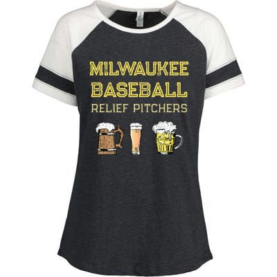 Classic Milwaukee Baseball & Beer Fan Retro Wisconsin Enza Ladies Jersey Colorblock Tee