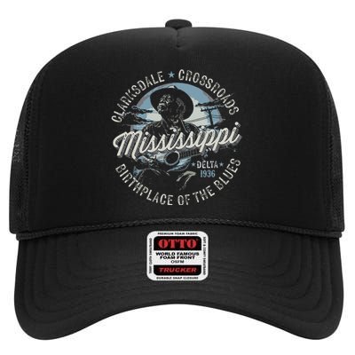 Clarksdale Mississippi Birthplace Of The Blues High Crown Mesh Back Trucker Hat