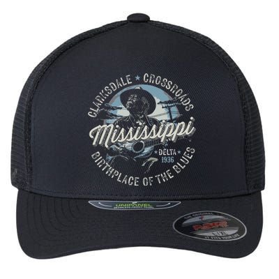 Clarksdale Mississippi Birthplace Of The Blues Flexfit Unipanel Trucker Cap