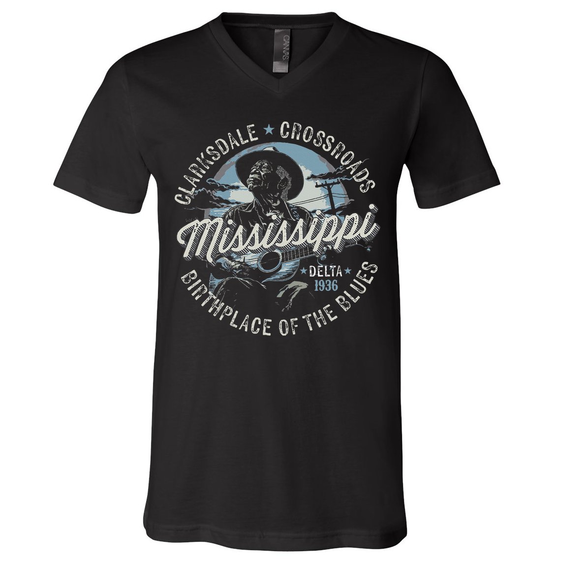 Clarksdale Mississippi Birthplace Of The Blues V-Neck T-Shirt