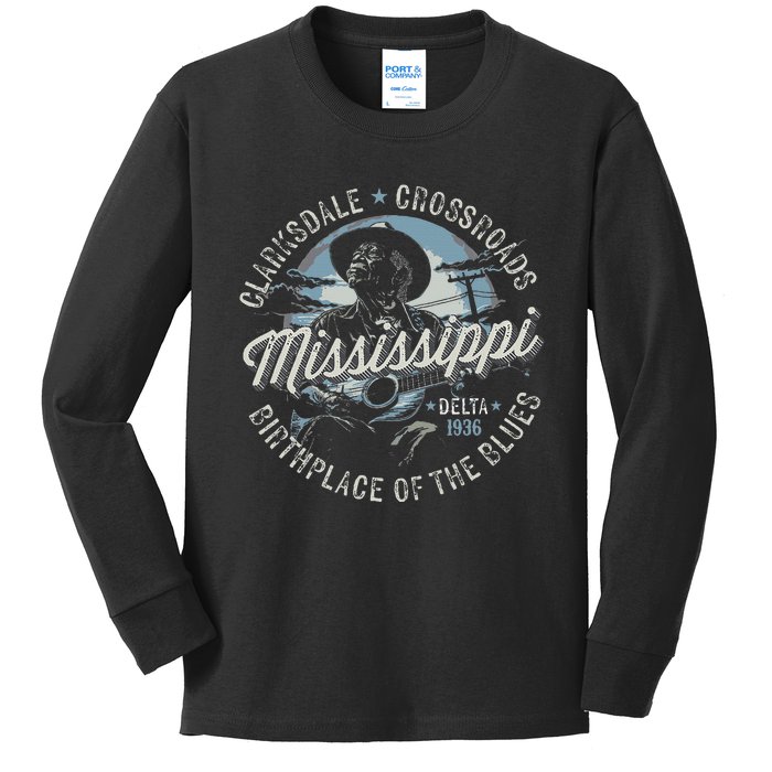 Clarksdale Mississippi Birthplace Of The Blues Kids Long Sleeve Shirt