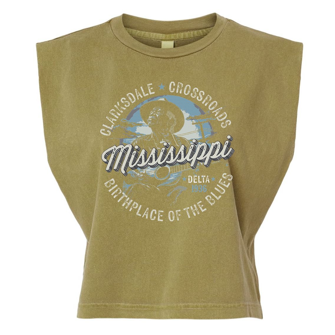 Clarksdale Mississippi Birthplace Of The Blues Garment-Dyed Women's Muscle Tee