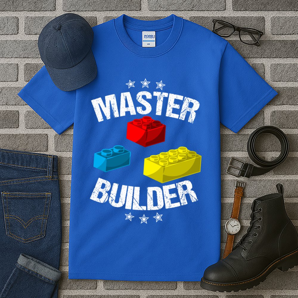 Cool Master Builder Funny Building Blocks Gift Men Women Gift Tall T-Shirt