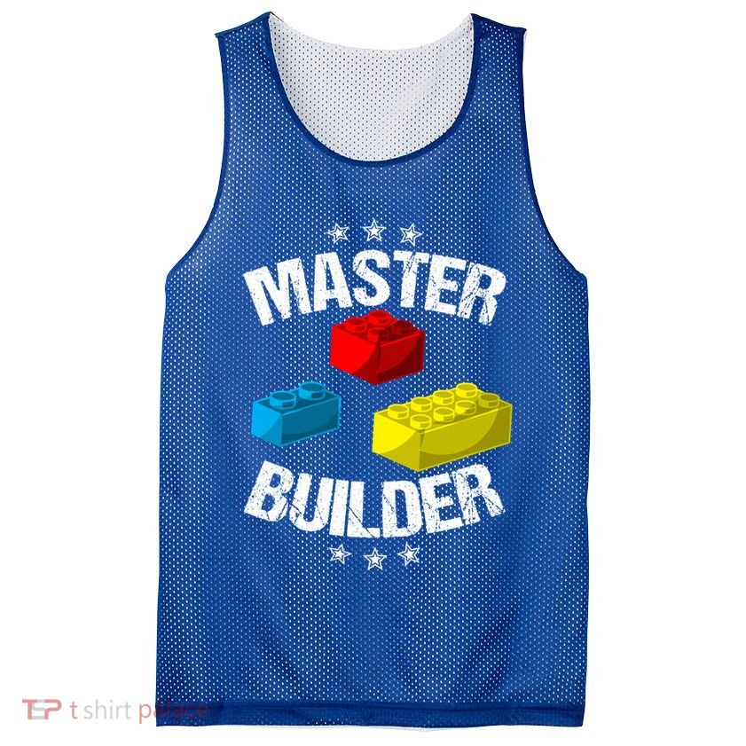 Cool Master Builder Funny Building Blocks Gift Men Women Gift Mesh Reversible Basketball Jersey Tank