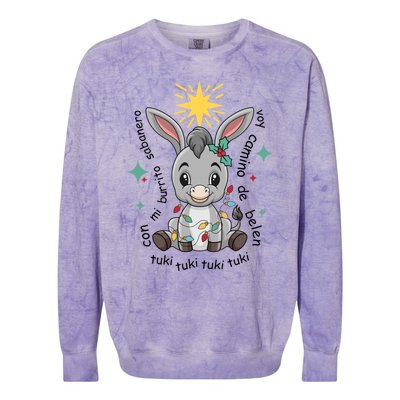 Con Mi Burrito Sabanero Mexican Tuki Tuki Donkey Latino Xmas Cute Gift Colorblast Crewneck Sweatshirt