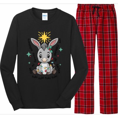 Con Mi Burrito Sabanero Mexican Tuki Tuki Donkey Latino Xmas Cute Gift Long Sleeve Pajama Set