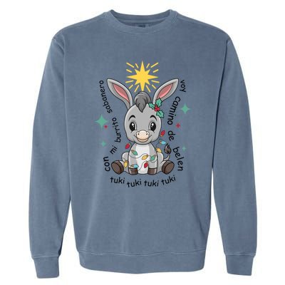 Con Mi Burrito Sabanero Mexican Tuki Tuki Donkey Latino Xmas Cute Gift Garment-Dyed Sweatshirt