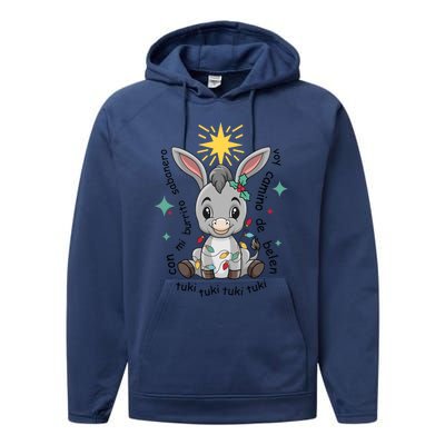 Con Mi Burrito Sabanero Mexican Tuki Tuki Donkey Latino Xmas Cute Gift Performance Fleece Hoodie