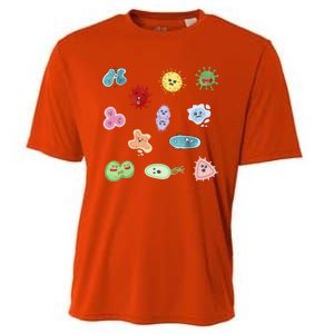 Cute Microbes Bacteria Virus Ecoli Microbiology Seamless Pattern Sticker Pack. Cooling Performance Crew T-Shirt