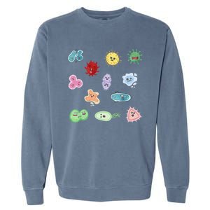 Cute Microbes Bacteria Virus Ecoli Microbiology Seamless Pattern Sticker Pack. Garment-Dyed Sweatshirt