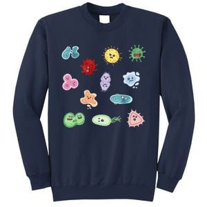 Cute Microbes Bacteria Virus Ecoli Microbiology Seamless Pattern Sticker Pack. Sweatshirt