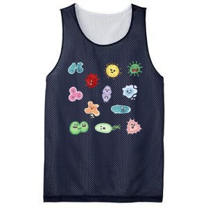 Cute Microbes Bacteria Virus Ecoli Microbiology Seamless Pattern Sticker Pack. Mesh Reversible Basketball Jersey Tank