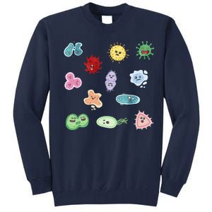 Cute Microbes Bacteria Virus Ecoli Microbiology Seamless Pattern Sticker Pack. Tall Sweatshirt