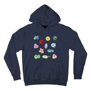 Cute Microbes Bacteria Virus Ecoli Microbiology Seamless Pattern Sticker Pack. Tall Hoodie