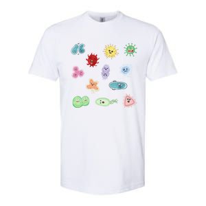 Cute Microbes Bacteria Virus Ecoli Microbiology Seamless Pattern Sticker Pack. Softstyle CVC T-Shirt