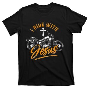 Christian Motorcycle Biker I Ride With Jesus Faith T-Shirt