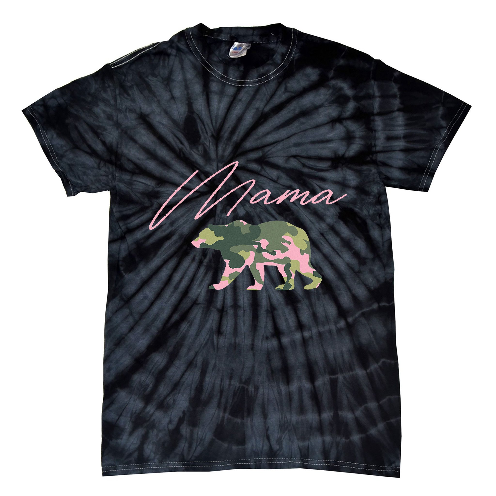 Camo Mama Bear Mama Bear Camo Bear Family Tie-Dye T-Shirt