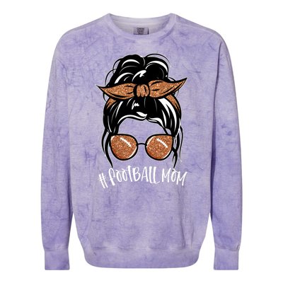 Cute Messy Bun Football Mom Colorblast Crewneck Sweatshirt