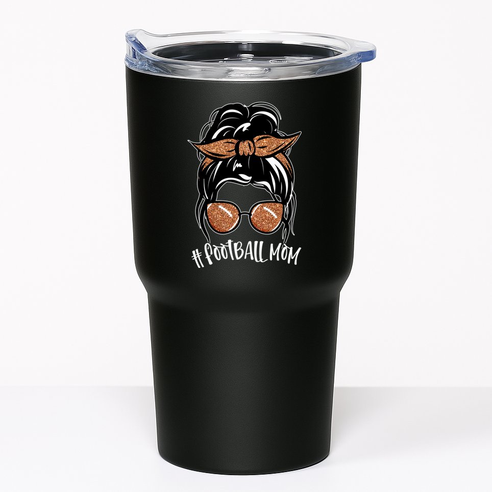 Cute Messy Bun Football Mom Tumbler