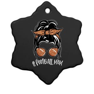 Cute Messy Bun Football Mom Ceramic Star Ornament