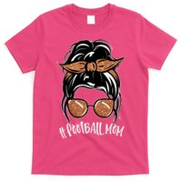 Cute Messy Bun Football Mom T-Shirt