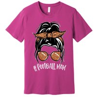 Cute Messy Bun Football Mom Premium T-Shirt