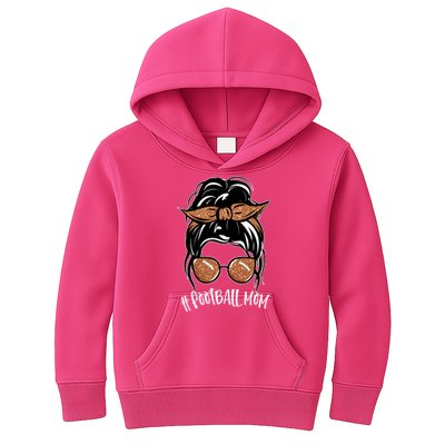 Cute Messy Bun Football Mom Kids Hoodie